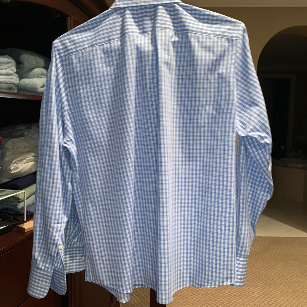 Blue and White Striped Men’s Dress Shirt